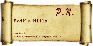 Prém Milla névjegykártya